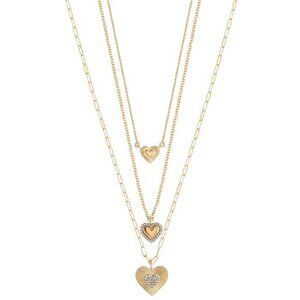 Jessica Simpson Fashion Gold Metal Layer Heart Necklace